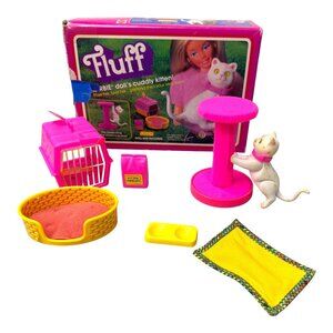 Vintage Fluff Barbie Doll Kitten Playset Cat 5524 Accessories Collectible READ